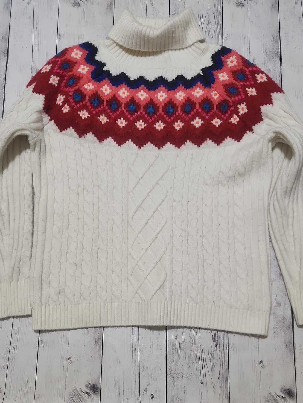 LOFT Womens Large Fair Isle Turtleneck Sweater